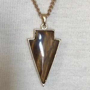 GENUINE 100% TIGER EYE, ARROW HEAD NECKLACE